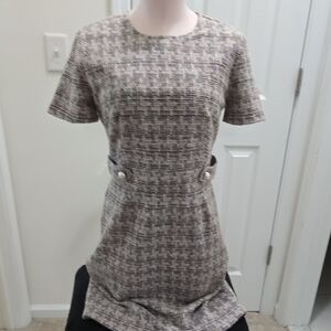 Ann Taylor Factory Beige and Black Checkered Mini Dress